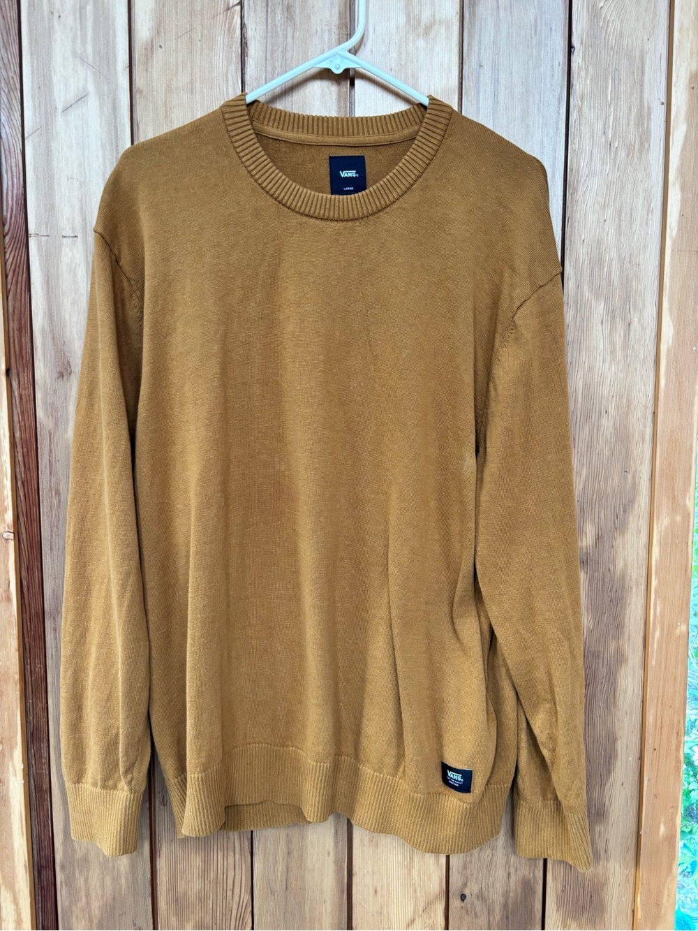 Vans Tacuba Solid Knit Crewneck Sweater - Men's Size Large - Brown / Gold